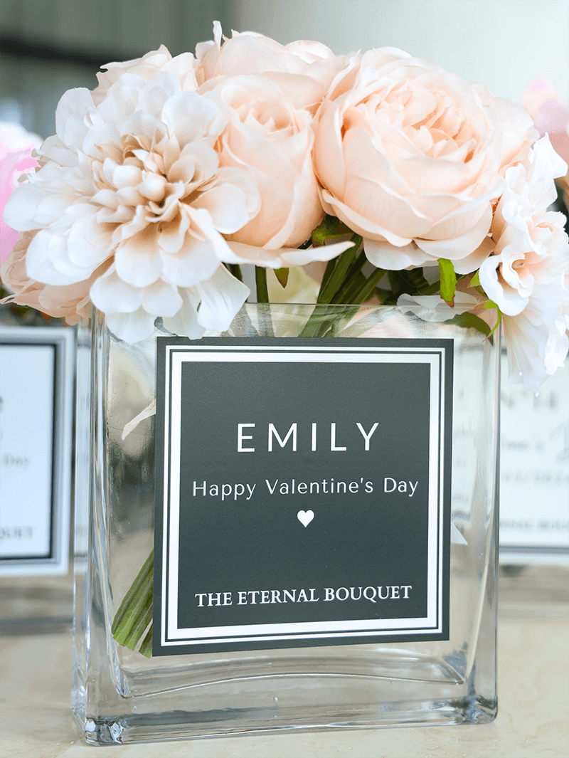 Personalised Glass Vase - Scented Mixed Blush Bouquet