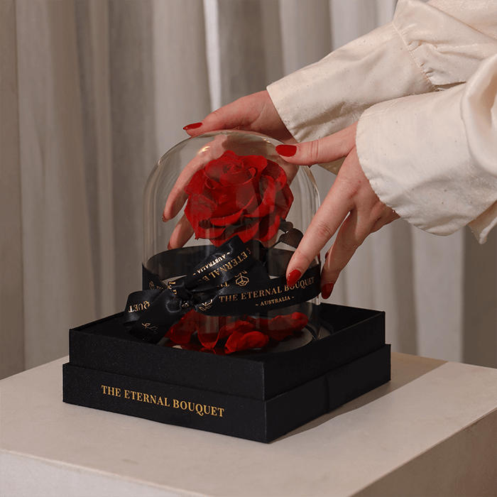 BUNDLE DEAL: Red Enchanted Mini & Mini Red Eternal Rose Bear with Pearl Heart [FREE GIFT BOX]