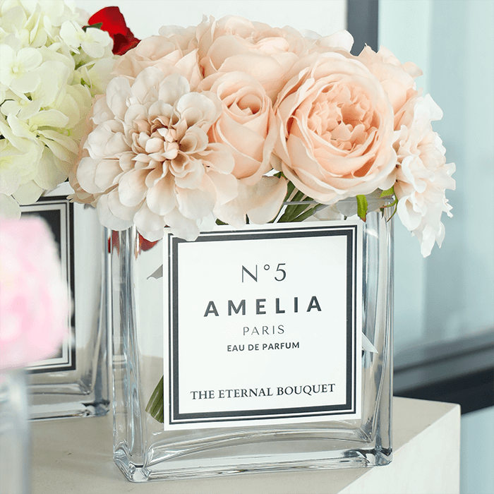 Personalised Glass Vase - Scented Mixed Blush Bouquet