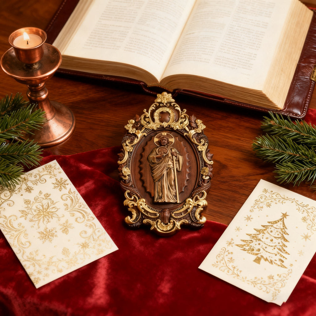 St. Jude Wooden Religious Icon Wall Artwork - Patron Saint of Despair in Troubled Times
