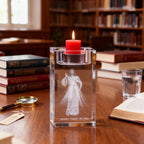 Jesus Crystal Engraved Candle Holder: Light & Faith in One🕯️