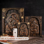 Holy family Nativity Wood Carving Gift Religious Byzantine Icon
