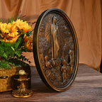 Our Lady of Fatima Wood Carving Decoration - Virgin Wall Pendant