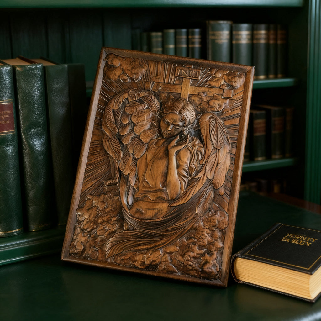🌟 Archangel Chamuel Wood Carving – Angel of Peaceful Relationships 🌟