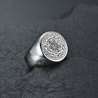Vintage Titanium Seven Archangel Signet Ring - Amulet Against Evil Eyes, Curses, Spells