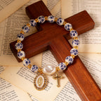 8mm Blue Floral Bead Our Lady Bracelet: Wearable Grace on Your Wrist