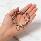 8mm Blue Floral Bead Our Lady Bracelet: Wearable Grace on Your Wrist
