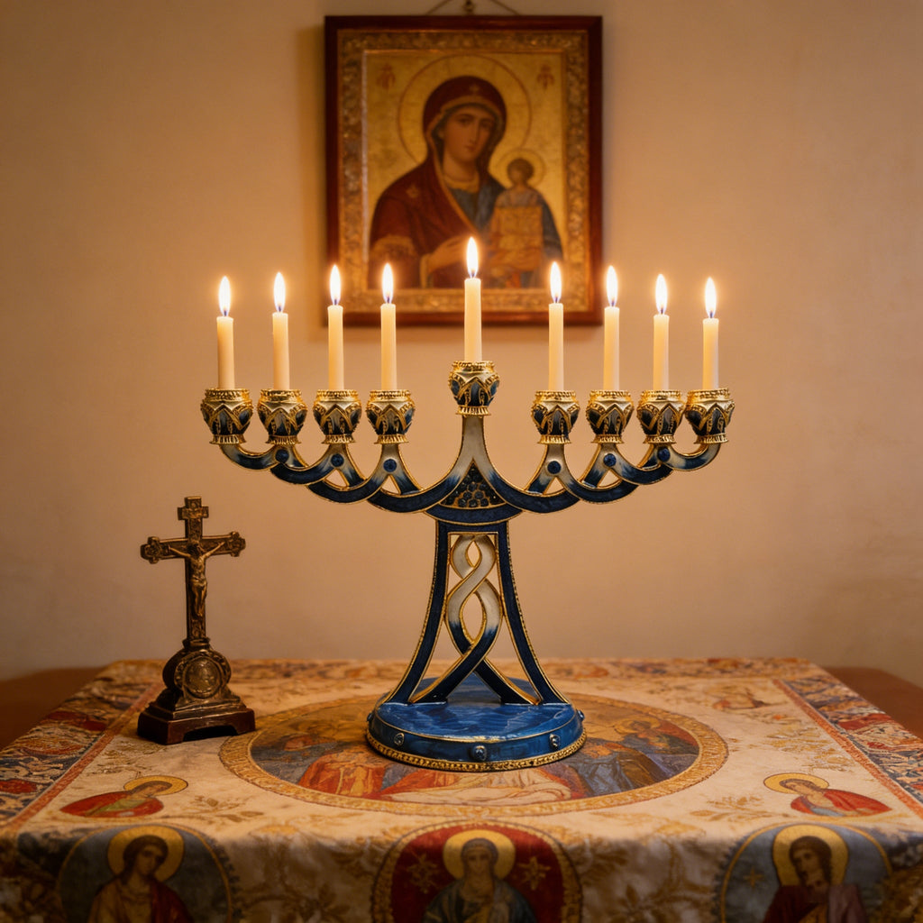 Holy 7-Branch Christian Menorah: Emblem of Divine Light and Devout Faith