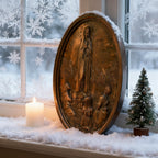 Our Lady of Fatima Wood Carving Decoration - Virgin Wall Pendant