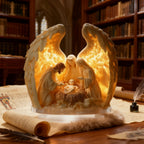 “Holy Family Angel-Wing Nativity” 2D Flat Acrylic Decor – A Glowing Tribute to Christmas