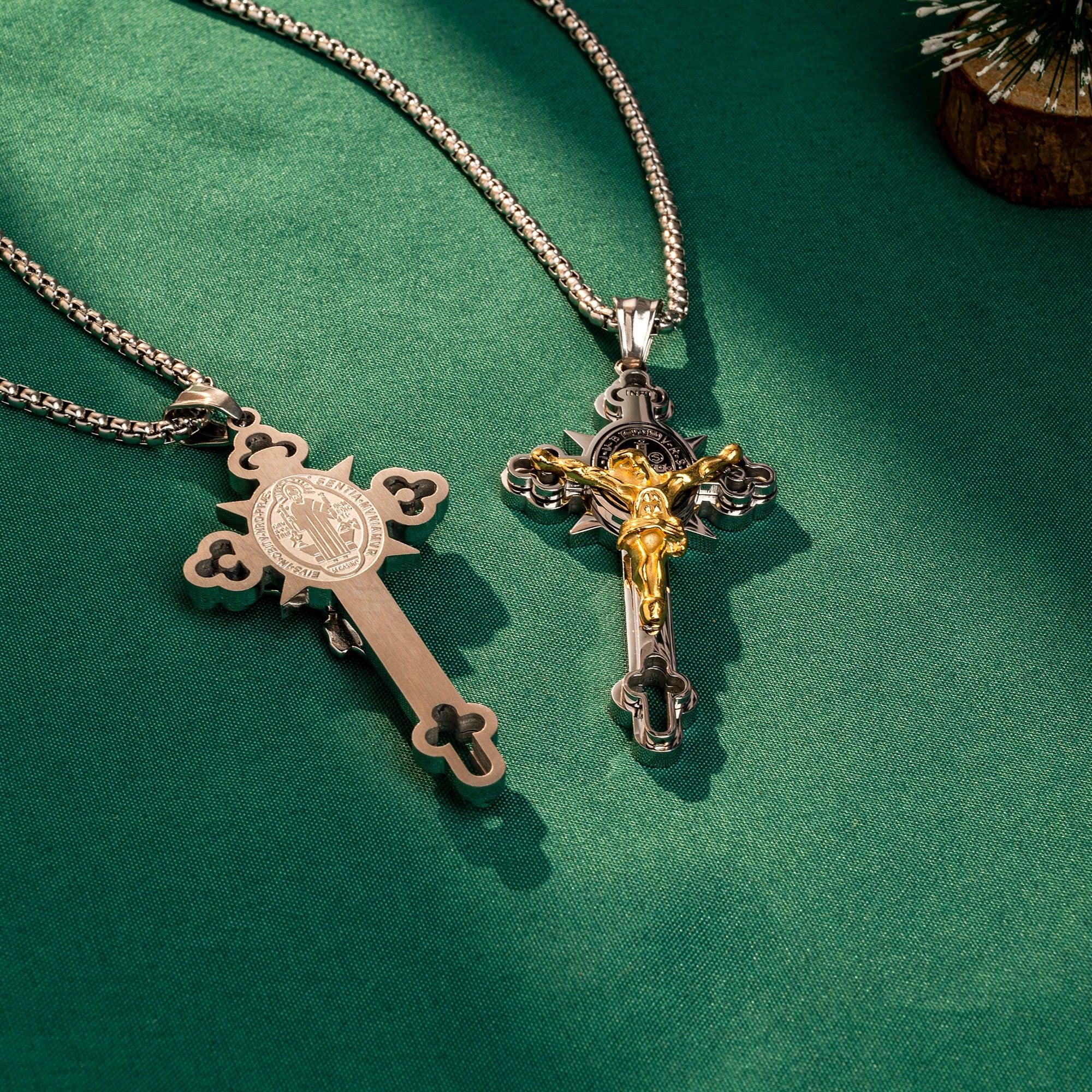 St. Benedict Exorcism Cross Necklace - Bless you and your family