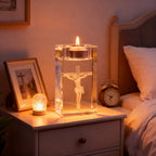 Jesus Crystal Engraved Candle Holder: Light & Faith in One🕯️
