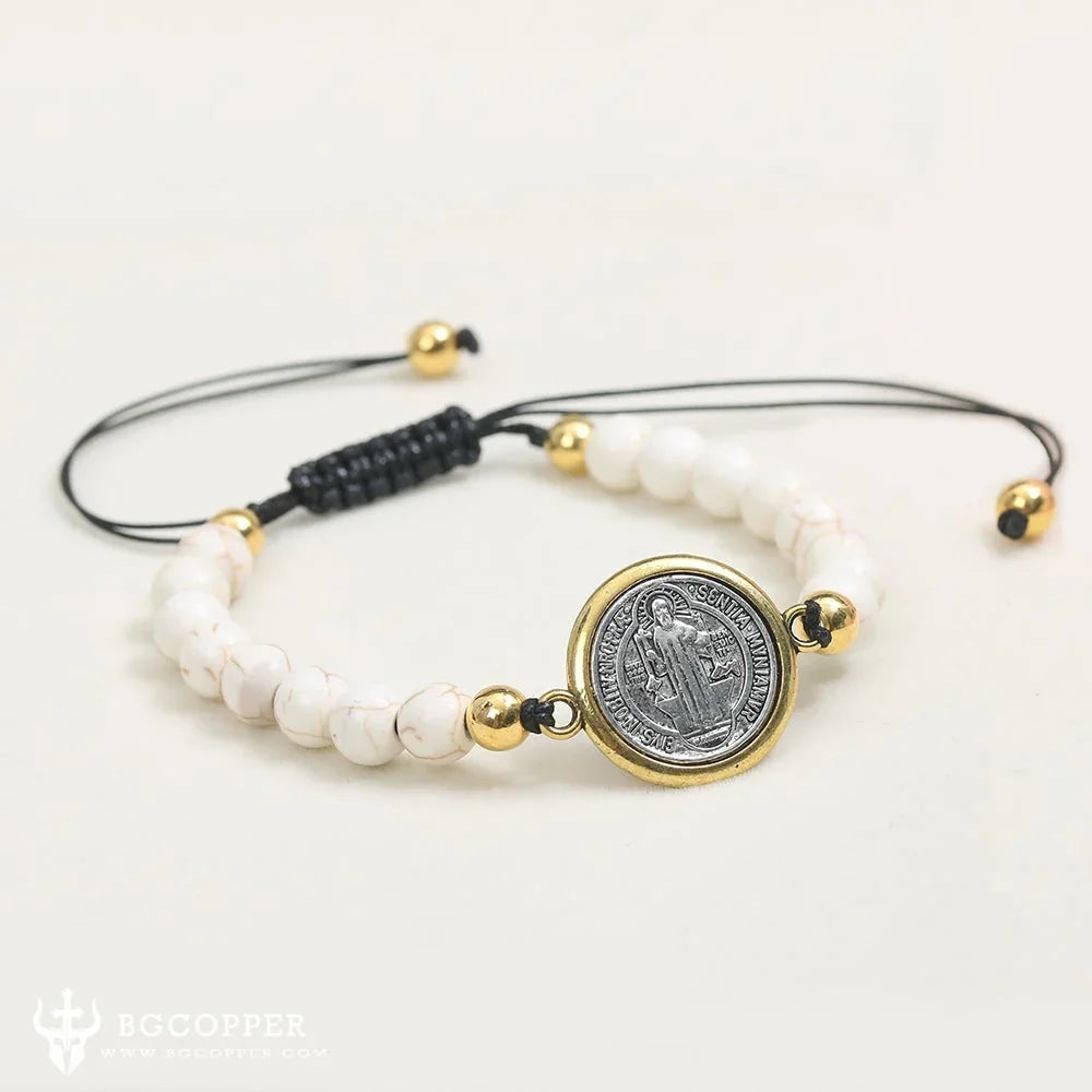 Prayer of Saint Benedict Precious Turquoise Stone Bracelet