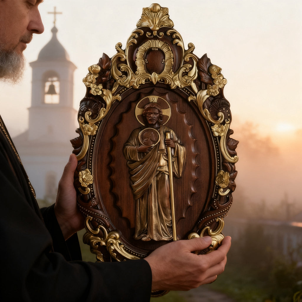 St. Jude Wooden Religious Icon Wall Artwork - Patron Saint of Despair in Troubled Times