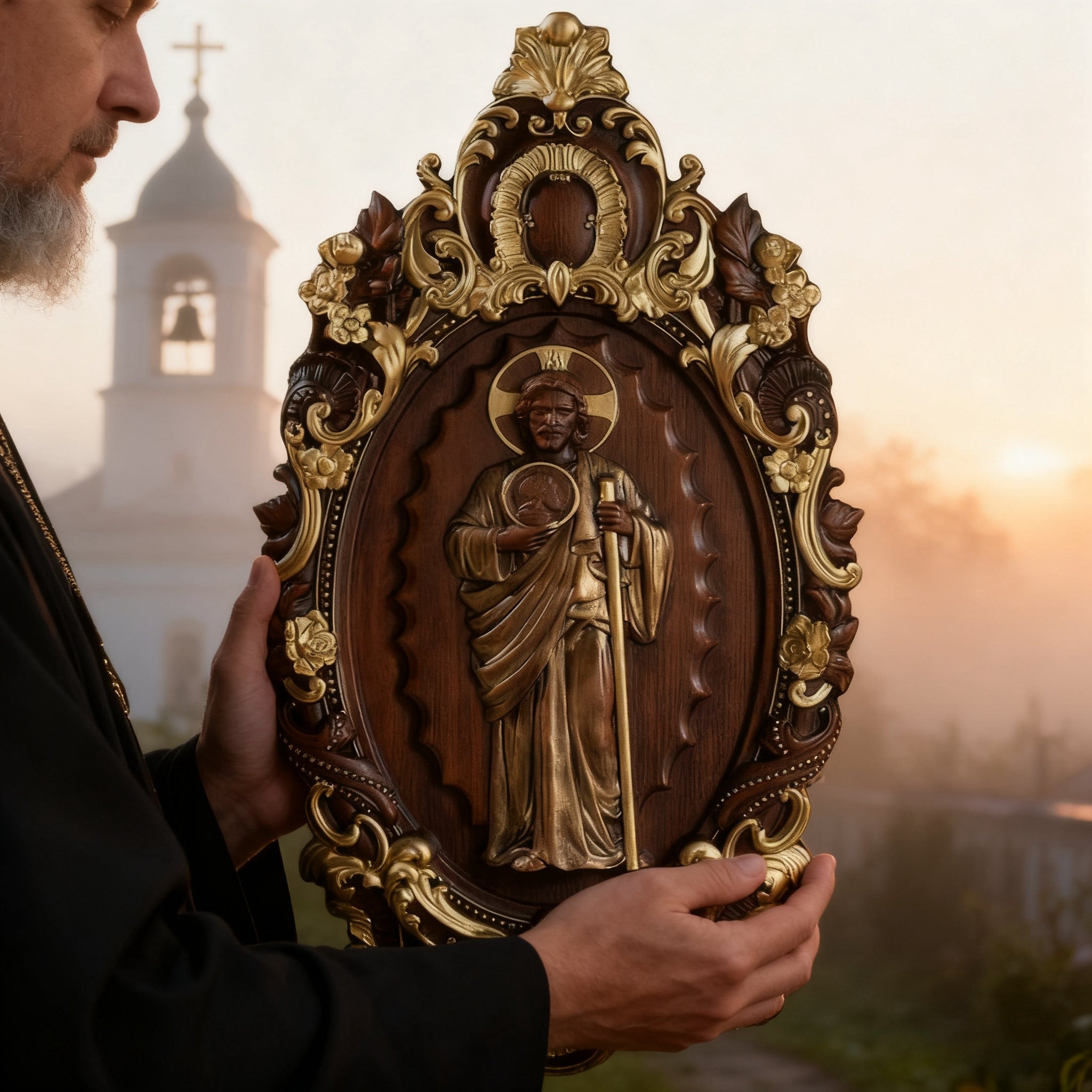 St. Jude Wooden Religious Icon Wall Artwork - Patron Saint of Despair in Troubled Times