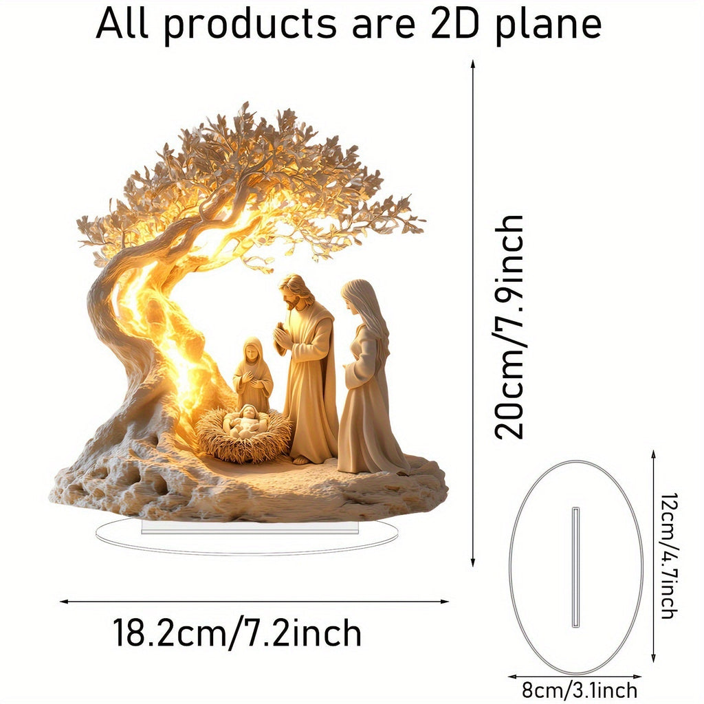 ✨ Nativity Tree of Life Acrylic Desktop Decor: A Christian Symbol of Christmas Grace & Eternal Roots