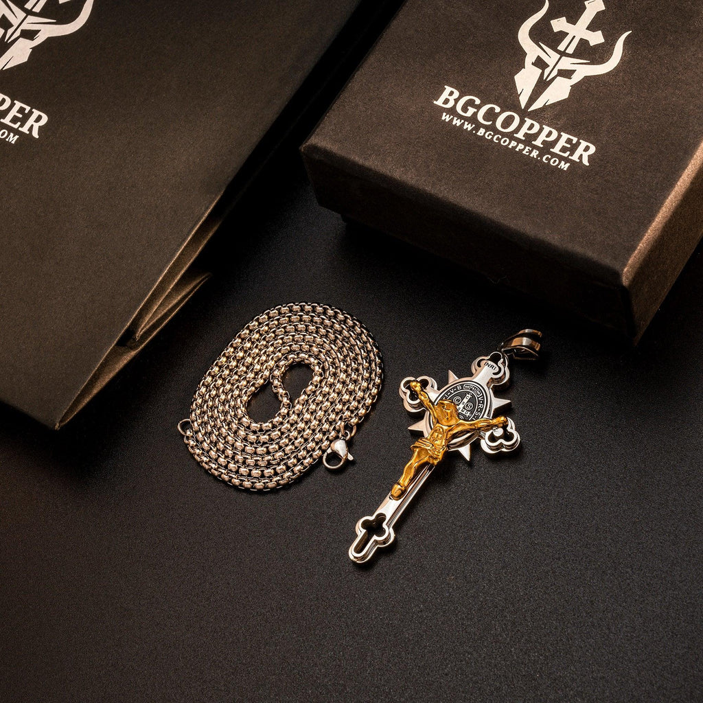St. Benedict Exorcism Cross Necklace - Bless you and your family