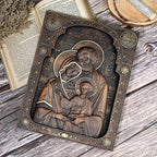 Holy family Nativity Wood Carving Gift Religious Byzantine Icon