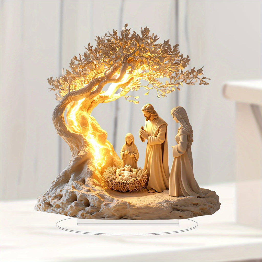 ✨ Nativity Tree of Life Acrylic Desktop Decor: A Christian Symbol of Christmas Grace & Eternal Roots