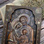 Holy family Nativity Wood Carving Gift Religious Byzantine Icon