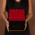 Classic Square Rose Box - Red