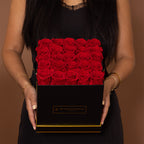 Classic Square Rose Box - Red