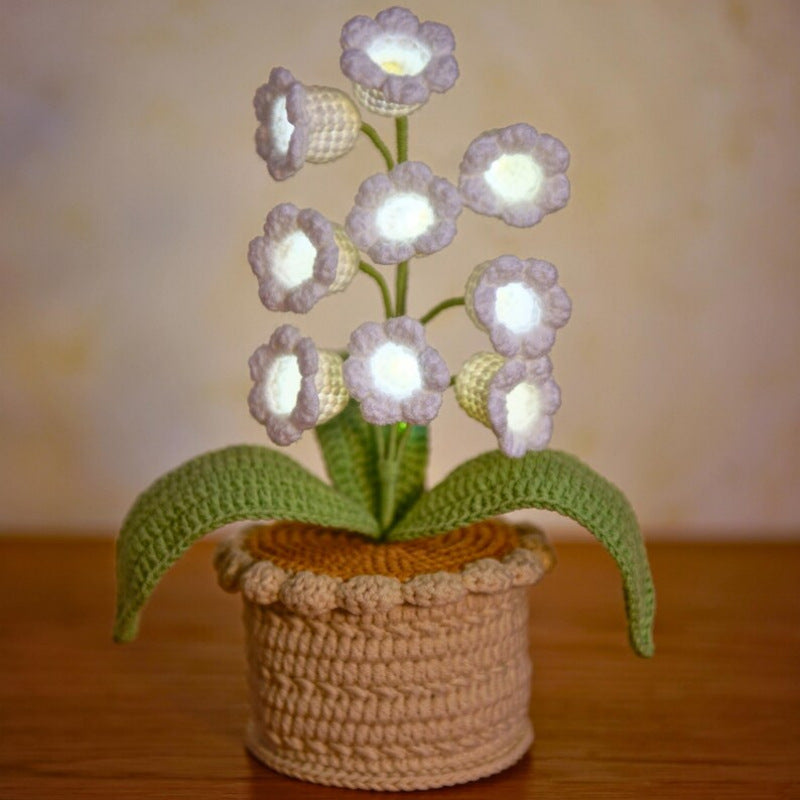 🌼Hand-knitted LED Lilies of the Valley – glowing flowers in a pot for a cozy home atmosphere 💋