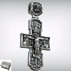 Orthodox S925K Silver Double-Sided Engraved Jesus Christ Crucified and Saints Orthodox Necklace