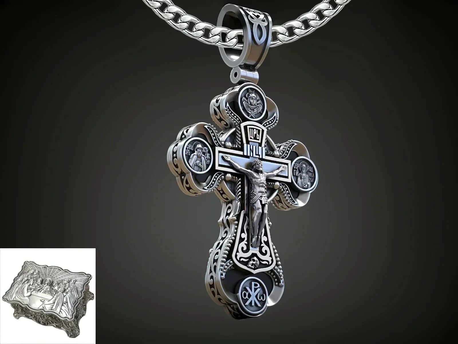 Two-Sided Devotional Cross - Jesus & Mary in 925 Silver - Wearable Faith