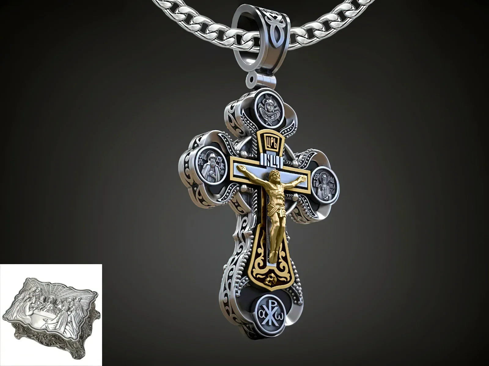 Two-Sided Devotional Cross - Jesus & Mary in 925 Silver - Wearable Faith
