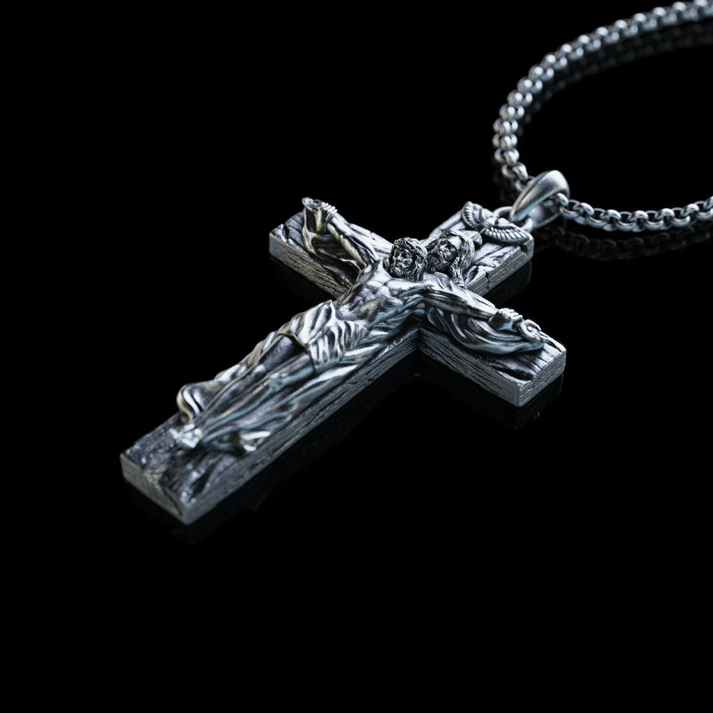 New Titanium/S925K Silver Trinity Cross Necklace