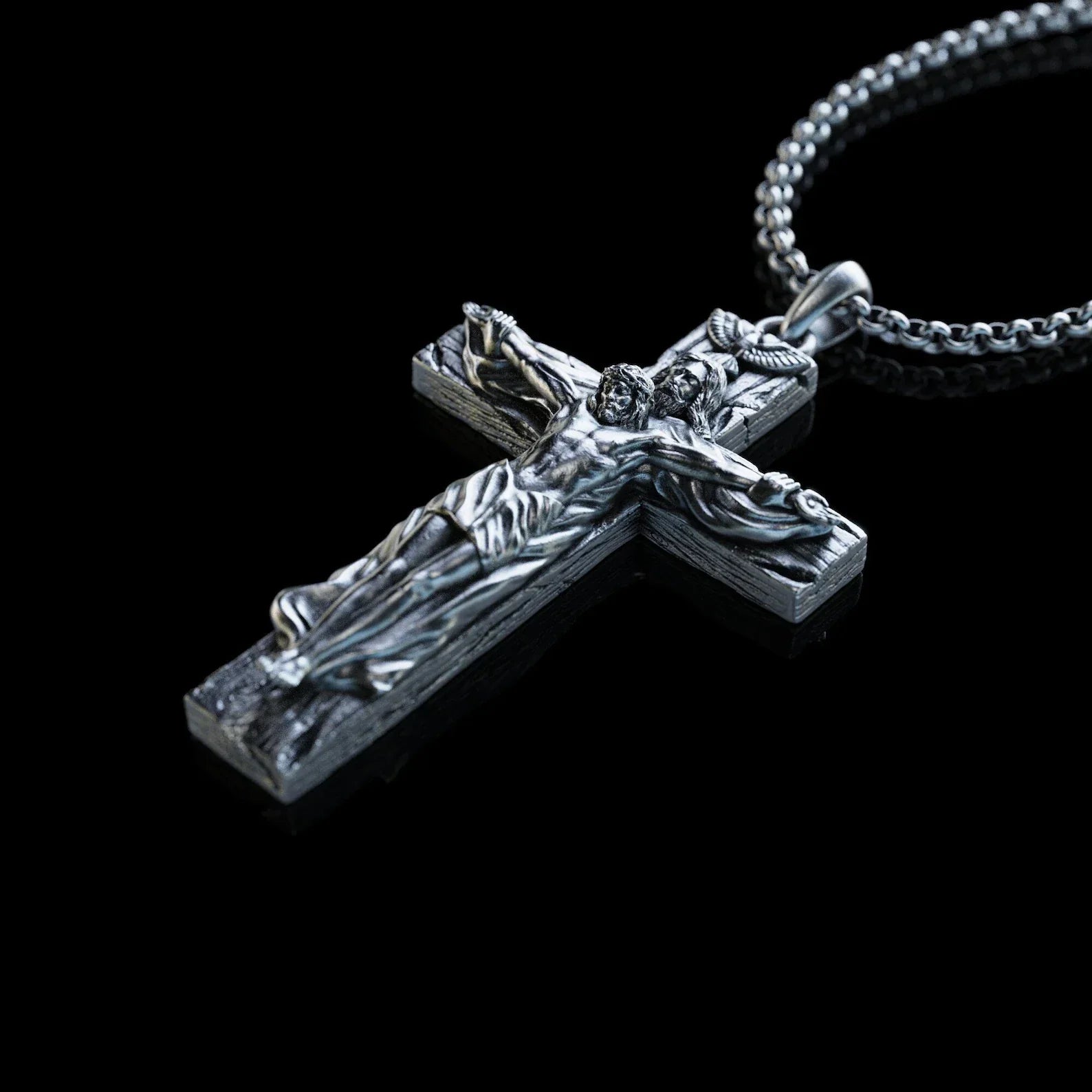 New Titanium/S925K Silver Trinity Cross Necklace