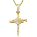 Handcrafted silver-plated copper nail cross pendant - hip-hop style religious necklace