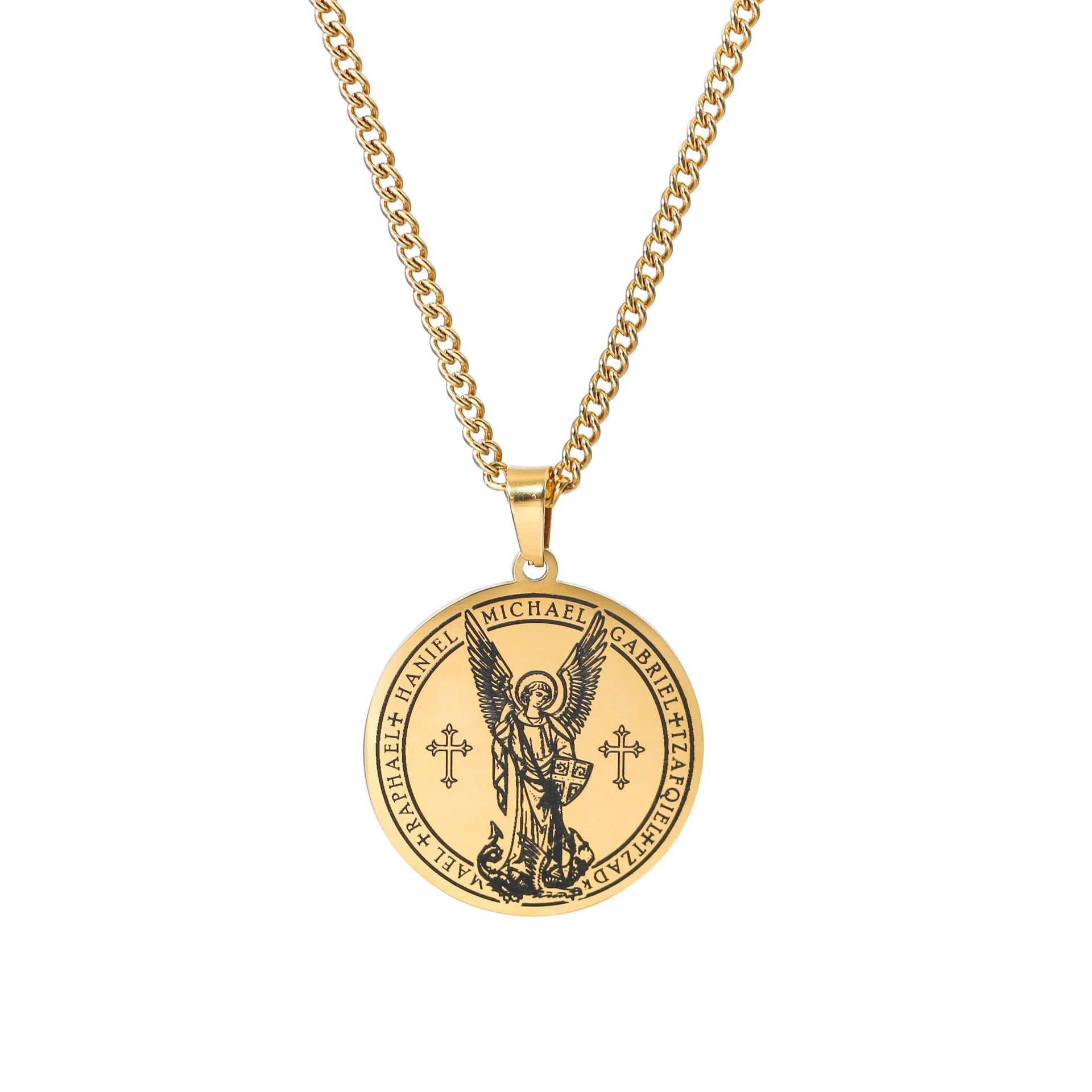ST.Michael Archangel Stainless Steel Round Necklace