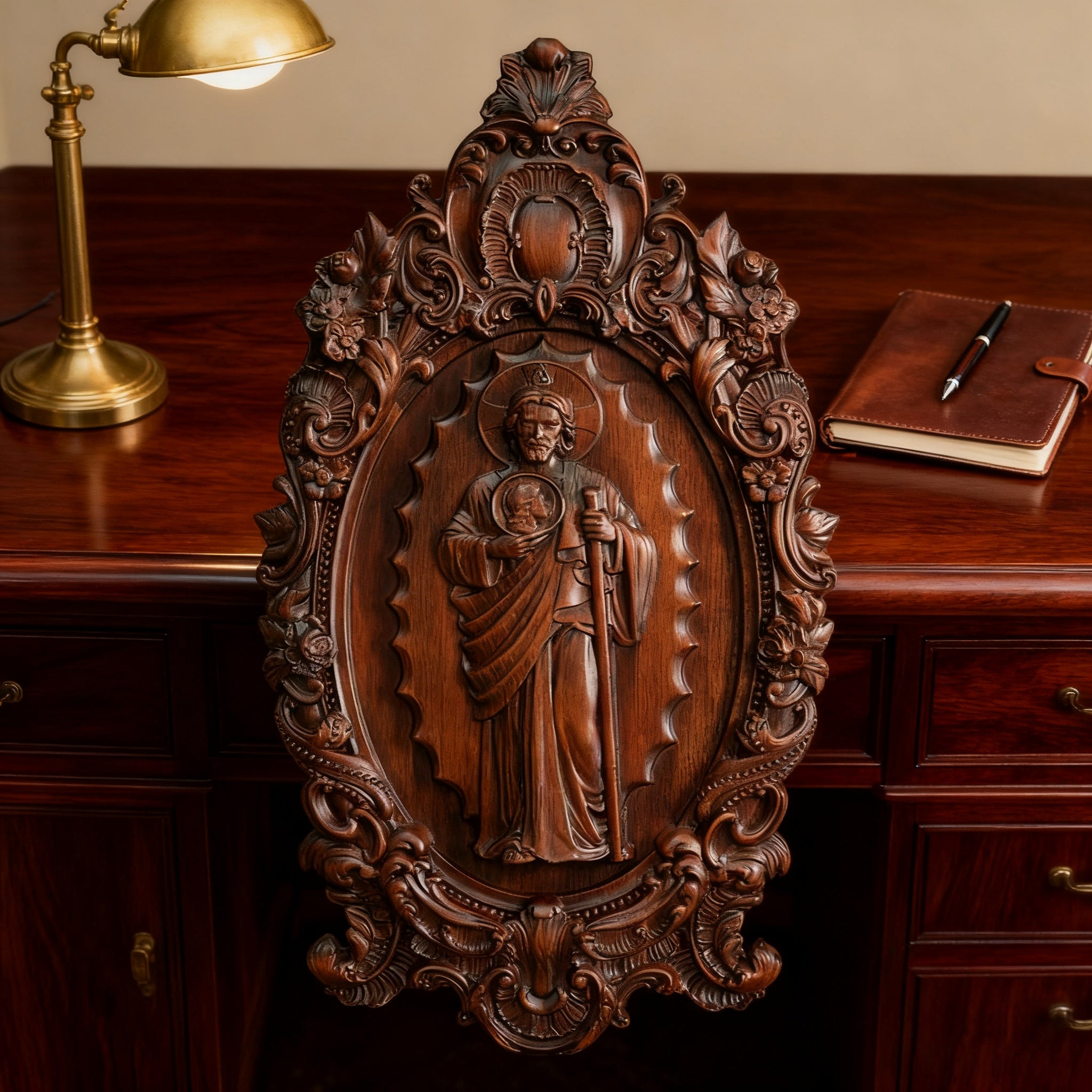 St. Jude Wooden Religious Icon Wall Artwork - Patron Saint of Despair in Troubled Times