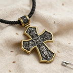 Holy Family of Mary Sacred Heart of Jesus IHS Double-Sided S925 Sterling Silver Cross