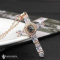 Fashion Cross Father Pray Projection Crystal Necklace