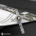 Fashion Cross Father Pray Projection Crystal Necklace