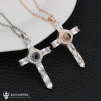 Fashion Cross Father Pray Projection Crystal Necklace