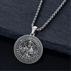 St. Benedict S925K Silver Double-Sided Engraved Amulet Pendant
