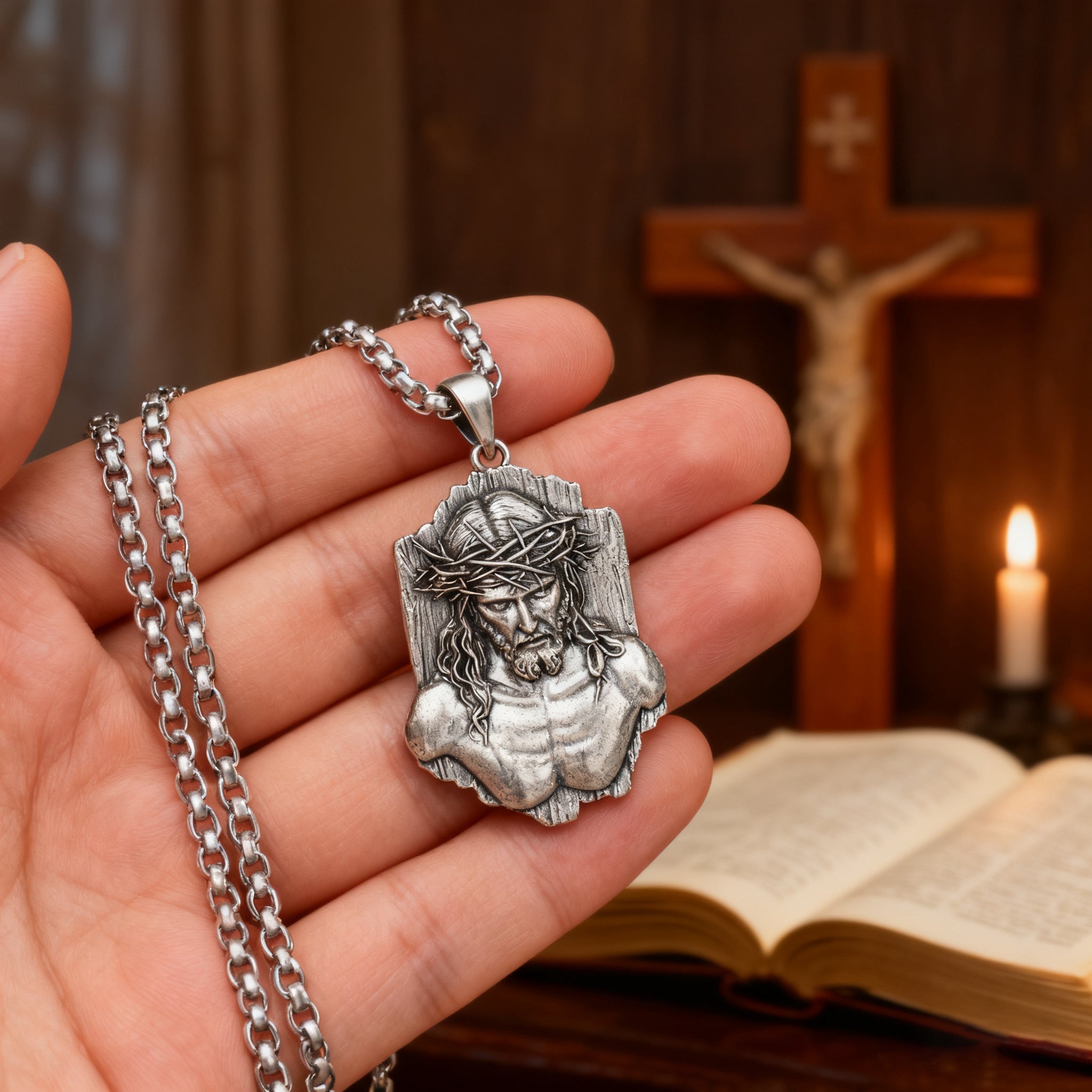 The Crown of Thorns Covenant - S925 Sterling Silver Christian Pendant, A Sacred Reminder of Sacrifice and Redemption