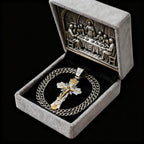 Gold-Plated Copper Crucifix Pendant with Jesus Christ and Religious Figures