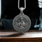 St. Benedict S925K Silver Double-Sided Engraved Amulet Pendant