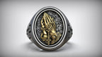 925K Sterling Silver Praying Hands Ring - Christian Symbol of Faith and Devotion