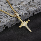 Handcrafted silver-plated copper nail cross pendant - hip-hop style religious necklace