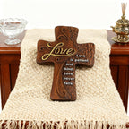 Ornate "Love" "Faith" "Hope" Wooden Cross, Solid Wood Cross