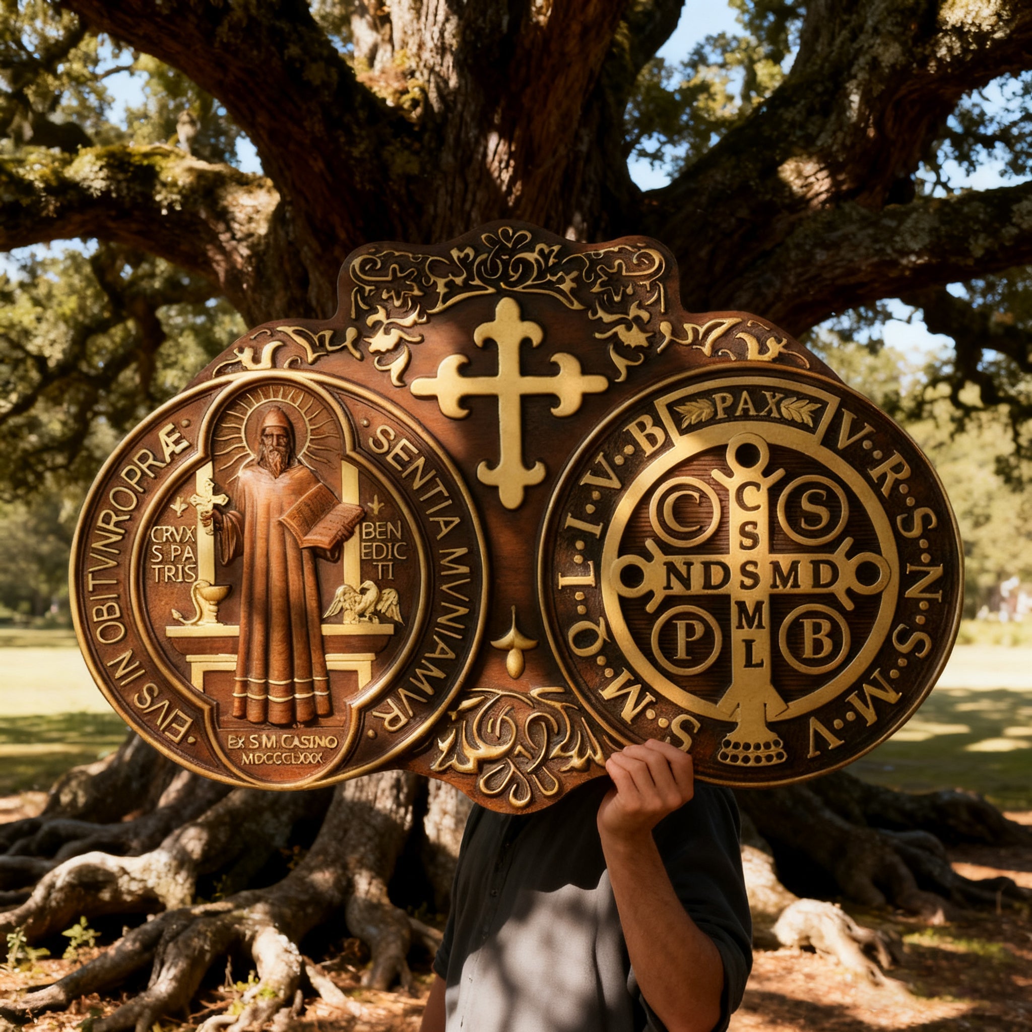 St. Benedict's Exorcism Medal Christian Exorcism Plaque - Wall Decor