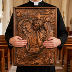 🌟 Archangel Chamuel Wood Carving – Angel of Peaceful Relationships 🌟