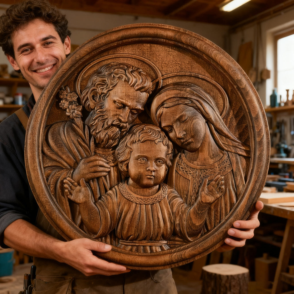 Holy Family Wooden Plaque: A Christian Symbol of Love, Faith, & Family