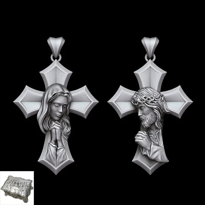 Crucifixion Prayer Necklace Madonna Prayer S925K Silver Necklace